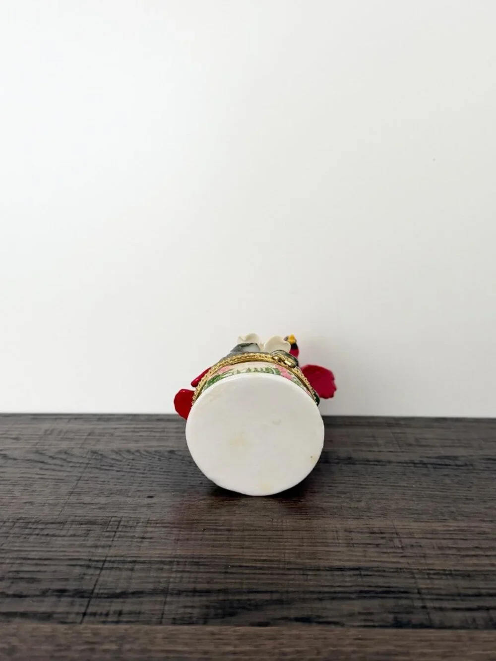 Vintage Cardinal Bird Trinket Box Porcelain Hinged Jewelry Box‎ Cottagecore